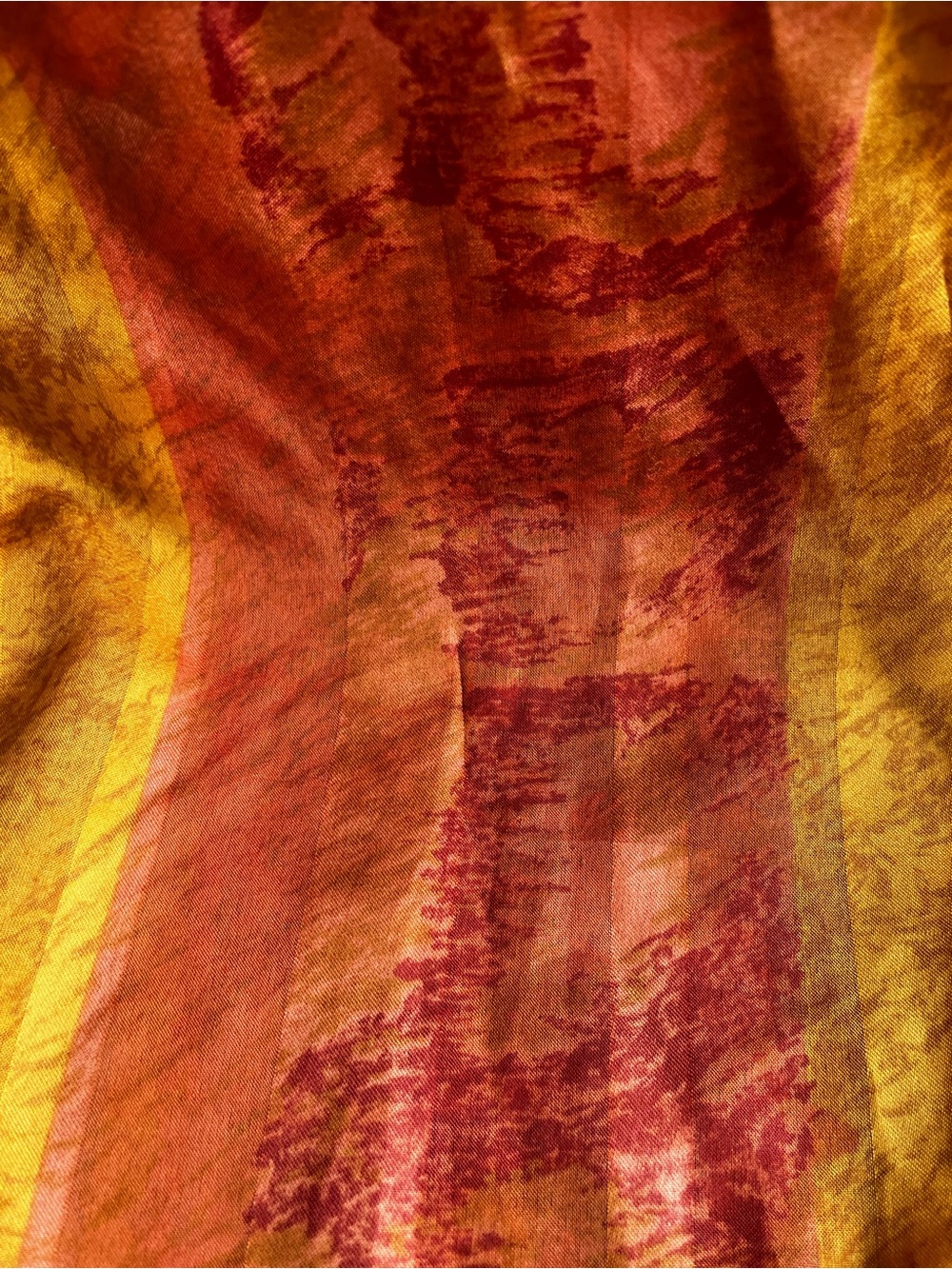 Vibrant Yellow & Burnt Orange Satin Scarf - Picture 2 of 5